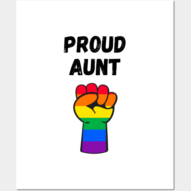 Proud Aunt Rainbow Pride T Shirt Design Wall Art by Rainbow Kin Wear